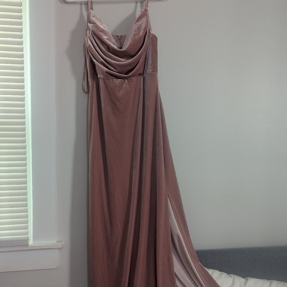 Revelry Pink Suede formal dress